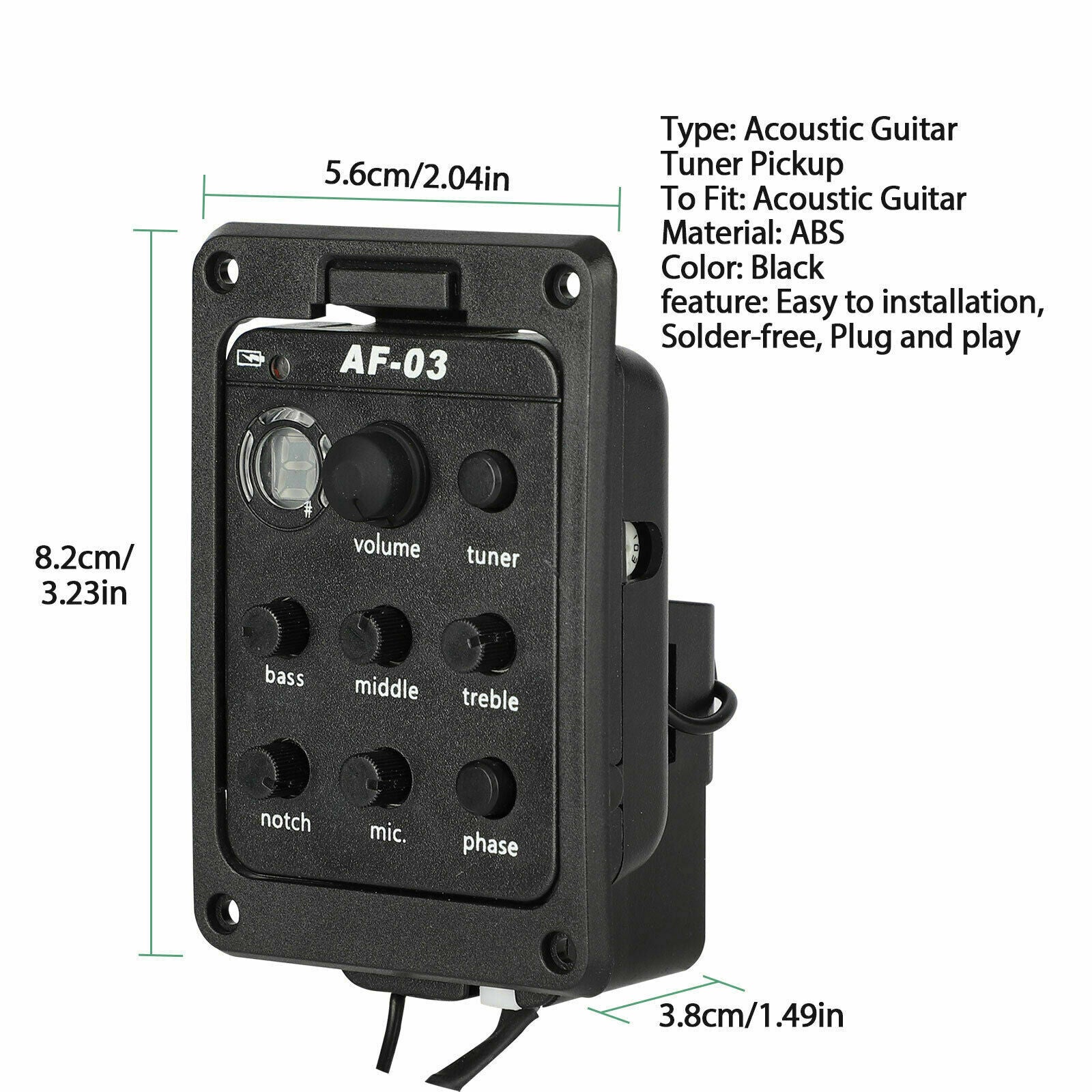 4-Band Equalizer System Acoustic Guitar EQ Tuner Preamp Pickup w/Mic LED Display