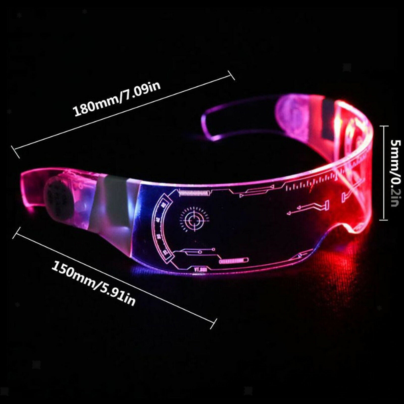 LED Visor Glasses Light Up Glow Sunglasses Eyewear Shades for Nightclub Party
