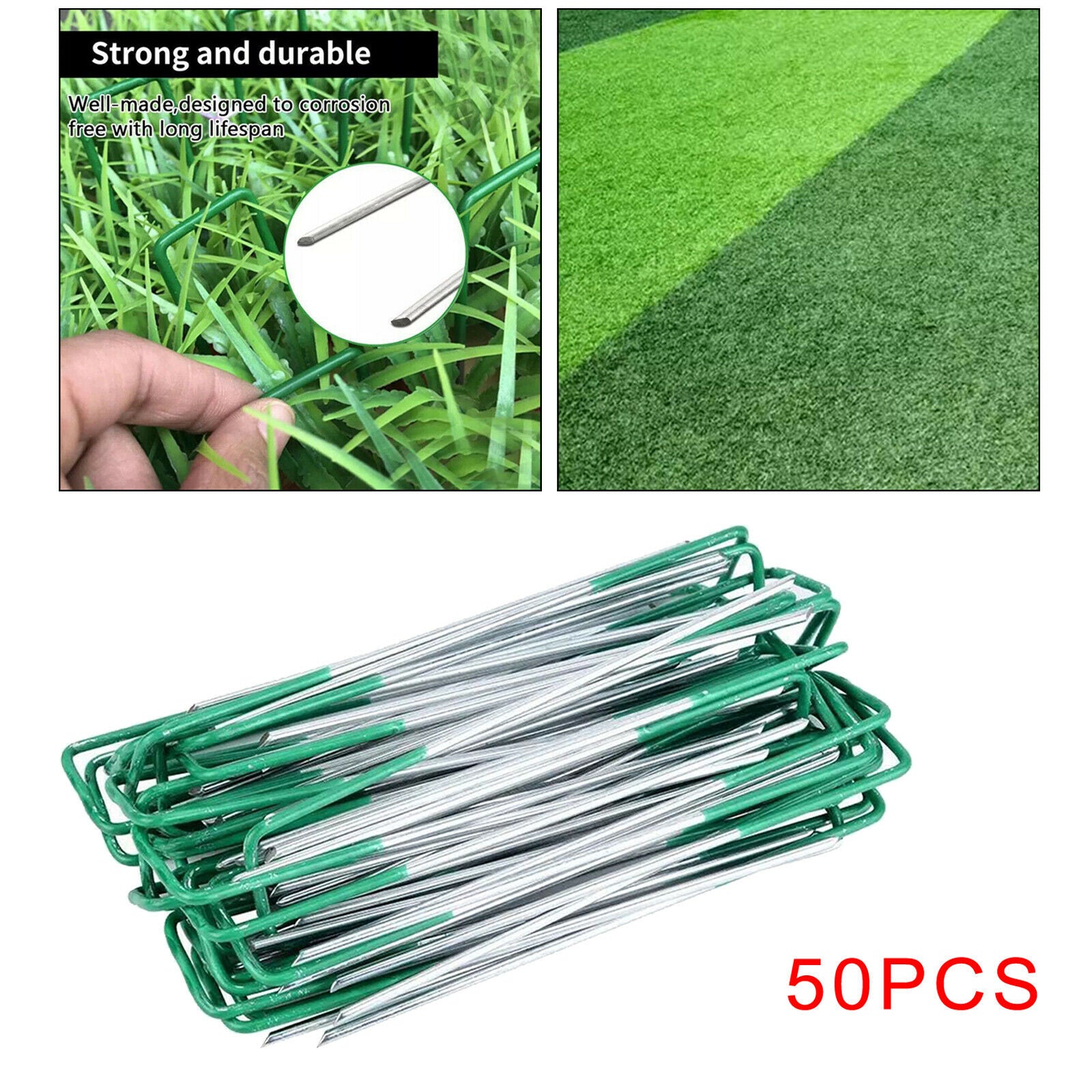 50Pieces U-Type Ground Nails Insert Tent Turf Stakes Fixing Tools Rust Proof