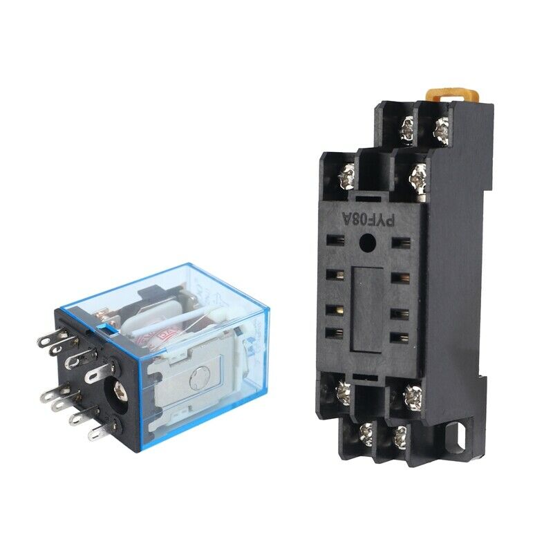 220/240V AC Coil DPDT Power Relay MY2NJ 8 Pin w Socket Base H4N8N8