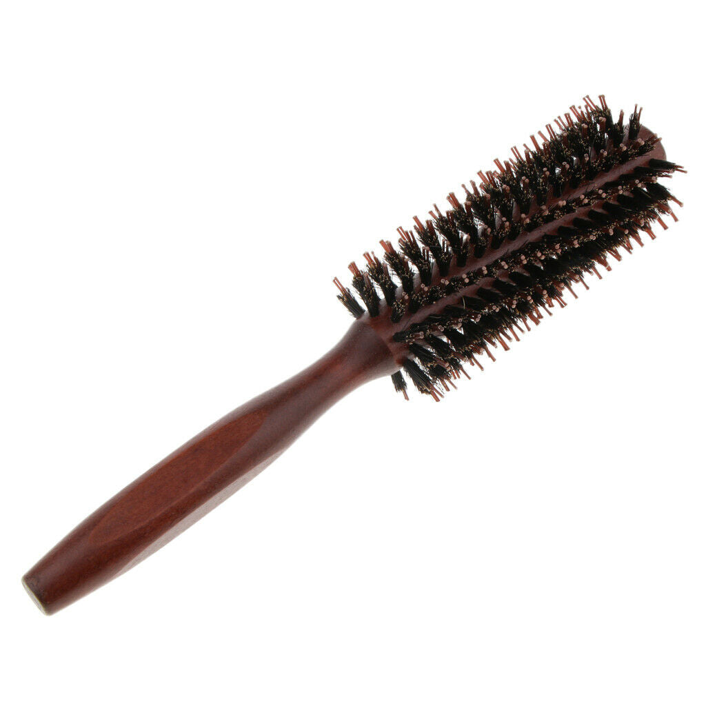 Wooden Handle Fiber Round Hair Care Brush Hair Against Hair Loss Twilled