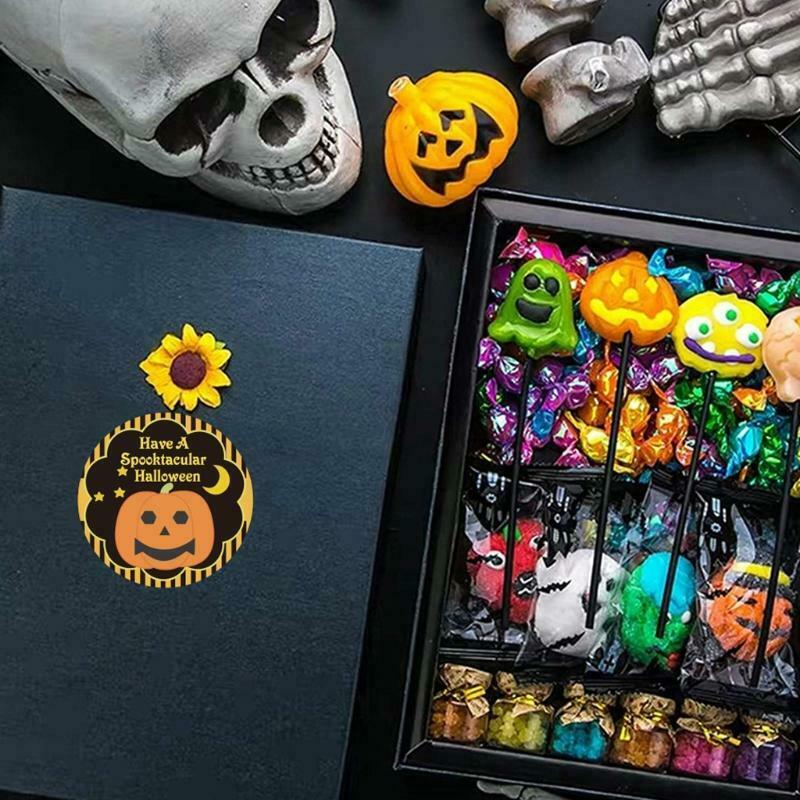 500 Pcs Round Halloween Label Stickers Pumpkin Present Package Decor Craft