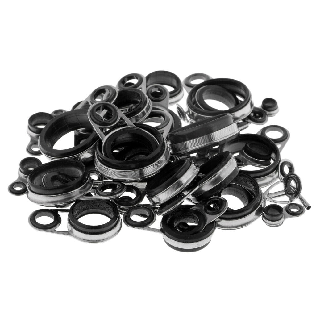 41pcs Fishing Rod Guides Eye Rings Rod Top Ring DIY Tip Repair Kit 1.0-18mm