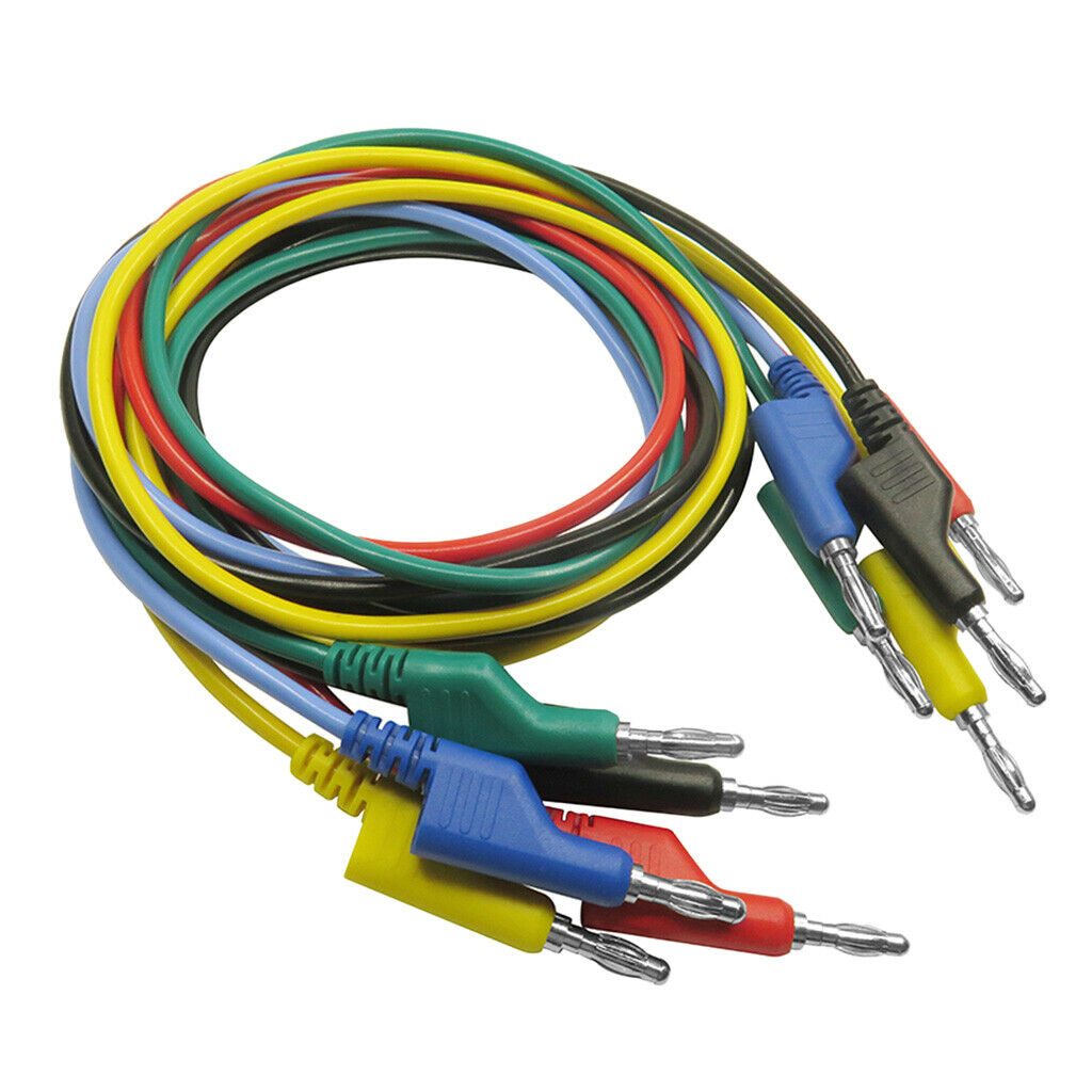 Pack of 5 P1036 Banana to Banana Test Cable Plug Lead Plug Probe Cable