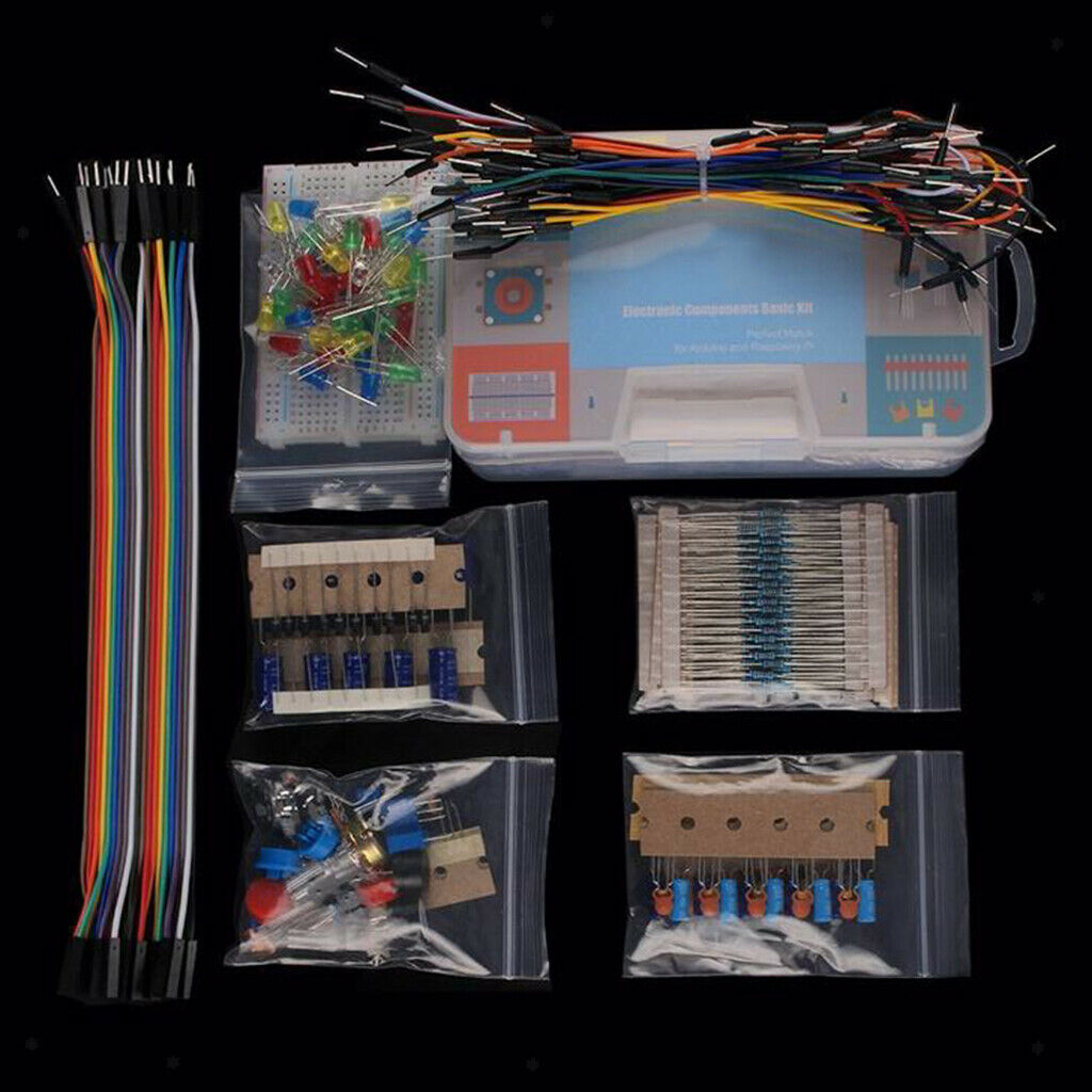Electronics Component Basic Starter Kit with 400 tie-points Breadboard Cable