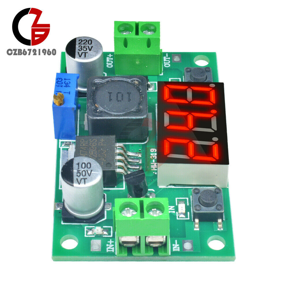 2Pcs DC Buck Step Down Converter Module LM2596 Voltage Regulator + Led Voltmeter