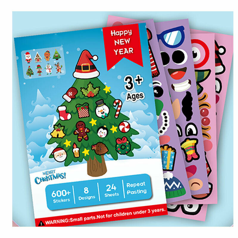 1 Set Children Cartoon Christmas DIY Stickers Santa Snowman Cute StickersY KX