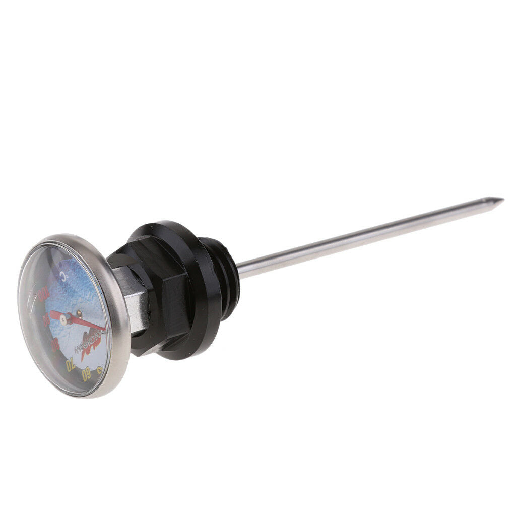 Black Motorcycle Part Oil Tank Dipstick w/ Temp Temperature Gauge 0-100