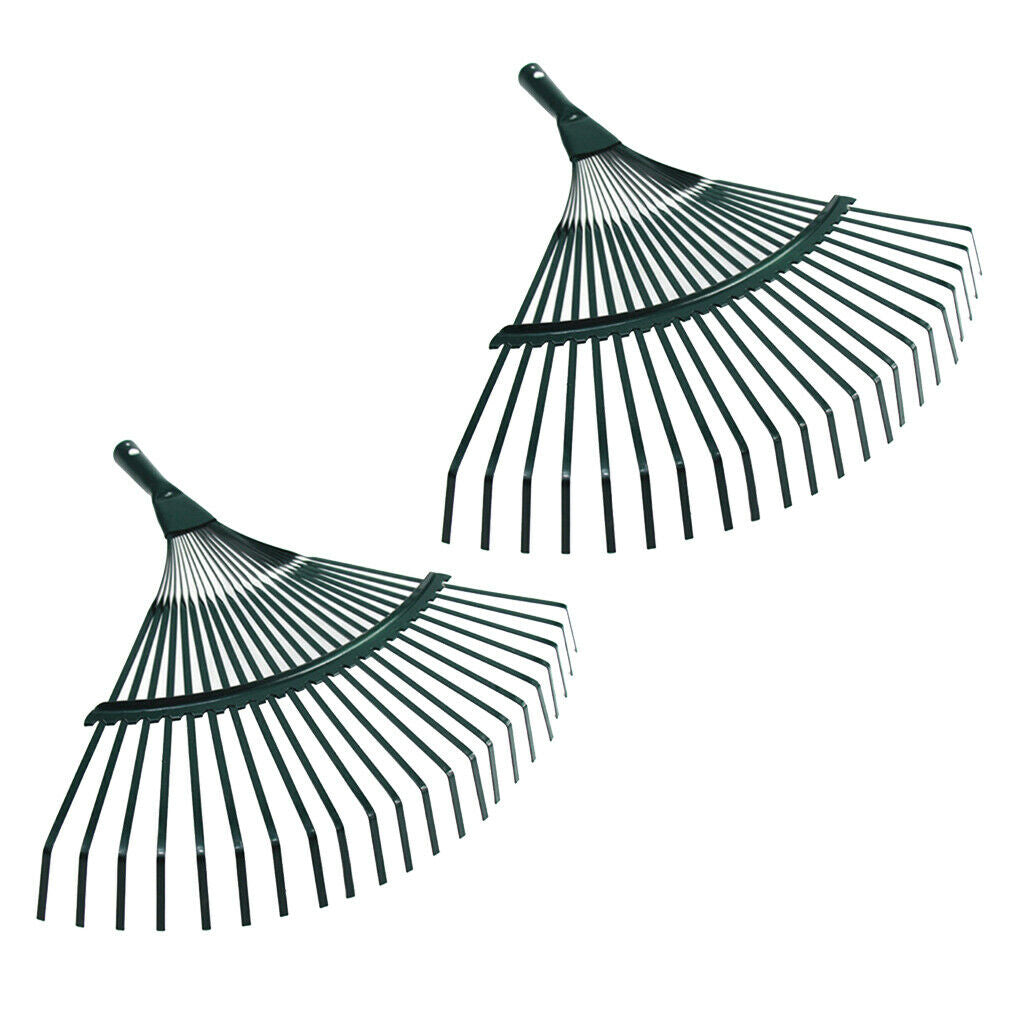 2Pcs 22 Tooth Lawn Rake Head 40cm Wide For Garden Leaves Heavy Duty Green