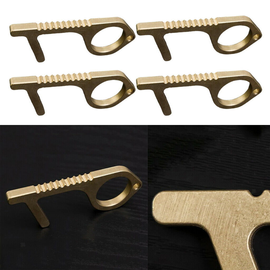 4Pcs Touch Free Safety Hygiene Brass Door Opener Elevator Handle Key Outdoor