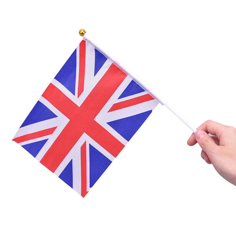 10PCS  Hand Held Wave Union Jack Flag Party Celebration Britain UK Banner + P XC
