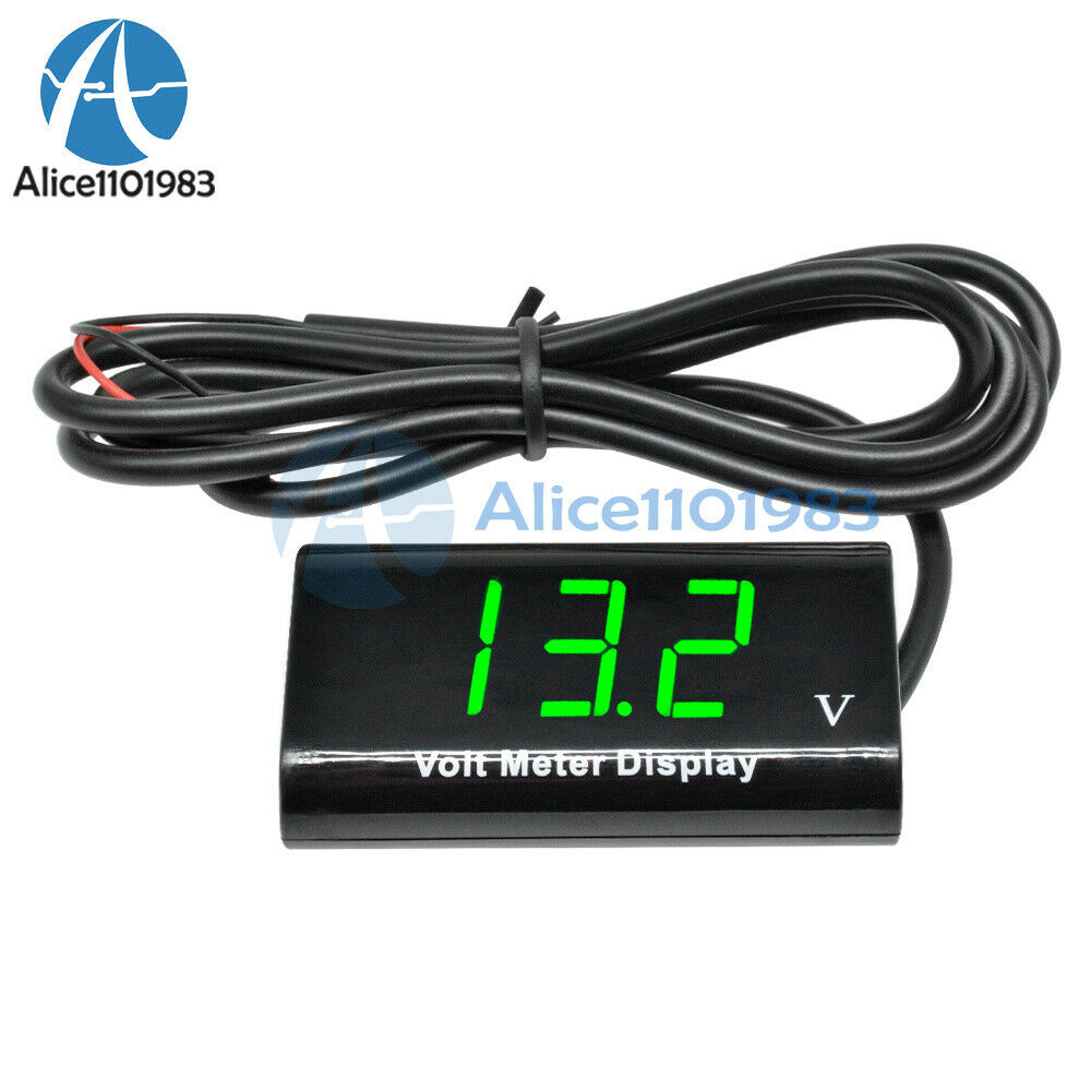 0.56"Digital Tube 12V LED Voltmeter IPX6 Waterproof AMP Volt Meter Green For Car