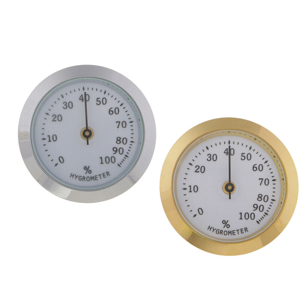 Set of 2 36mm Metal Cigar Hygrometer Cigar Humidor Humidifier Box Mechanical