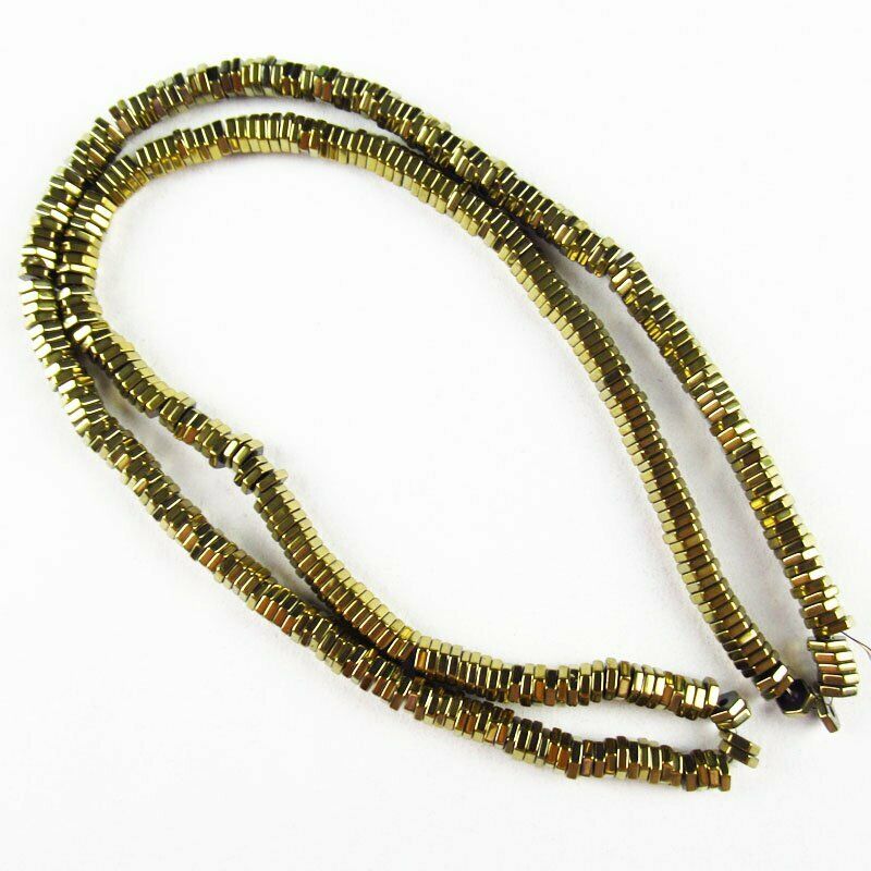 Faceted Yellow Hematite Hexagon Pendant Loose Bead 15.5 " 4x1mm 20g A-469TS