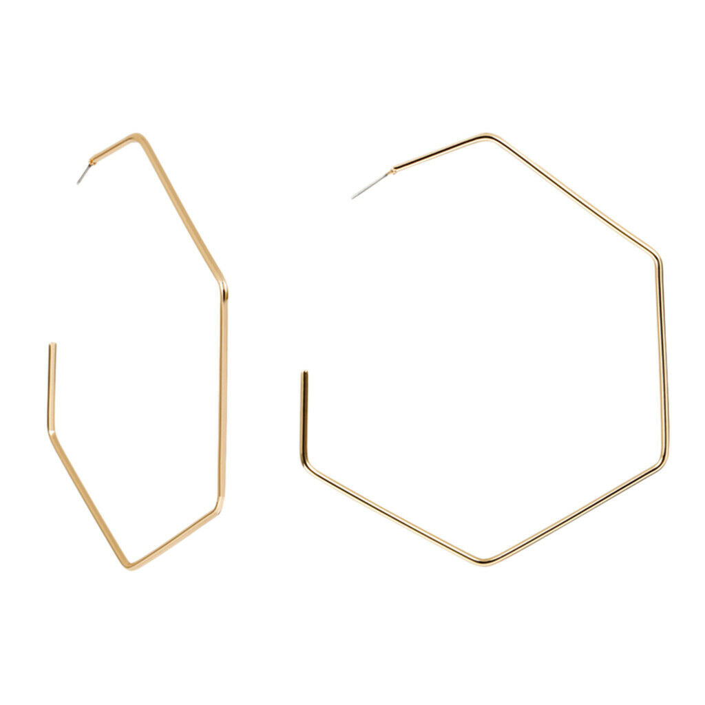 1 Pair Hexagonal Ear Studs Large Circle Earrings for Women Lady Fashion