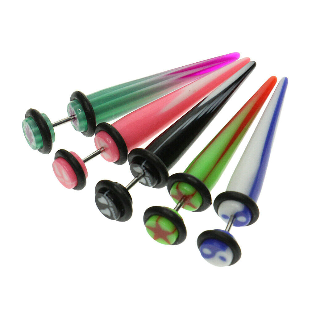 5 Pairs Mixed Colors Stretch Bar Acrylic Ear Expander Tunnel Stretch Bar Jewelry