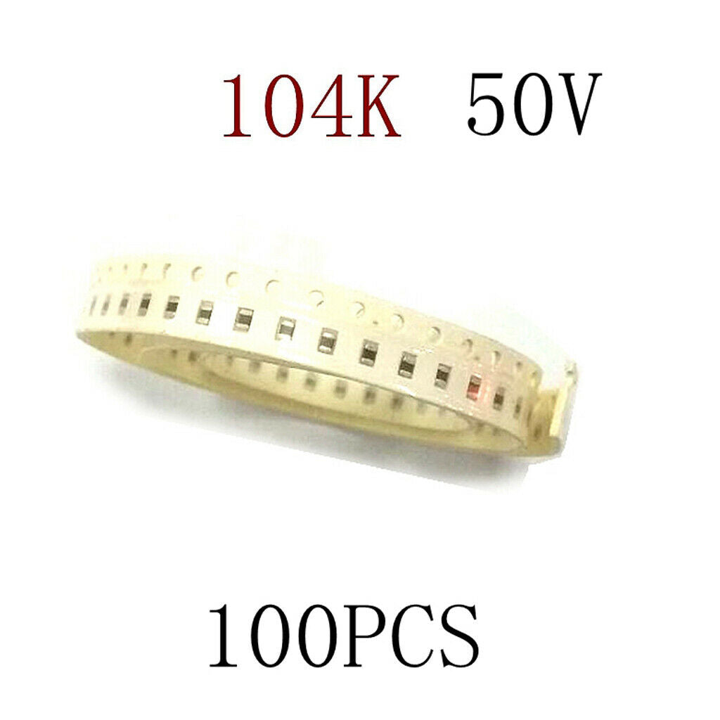 100pcs 50V Monolithic Capacitor Ceramic LOW ESR Chip 104K 0.1UF