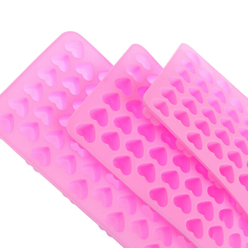 55 Mini Heart Shape Silicone Ice Cube Mold Fondant Chocolate Tray Mould UOB TL