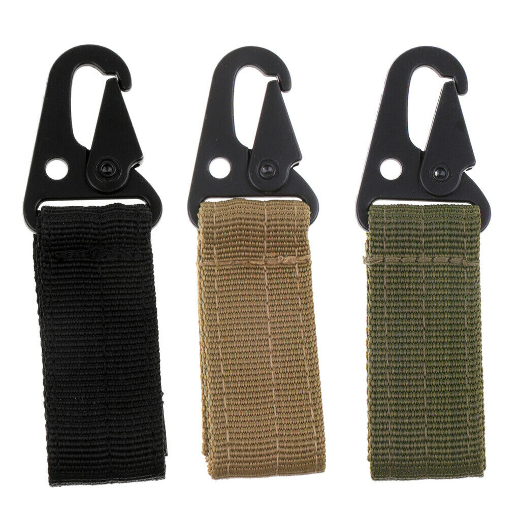 Webbing Buckle Tool Outdoor Camping D-carabiner Key Hook Hunting Black