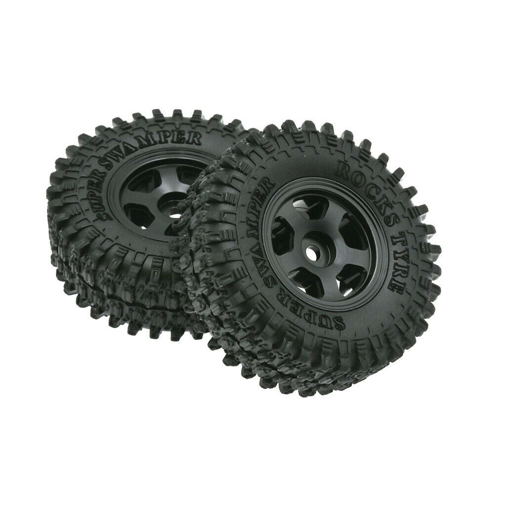 Pieces 1:2Wheel Tires Tyres for Axial SCX2RC Crawler Cars Vehicles Black