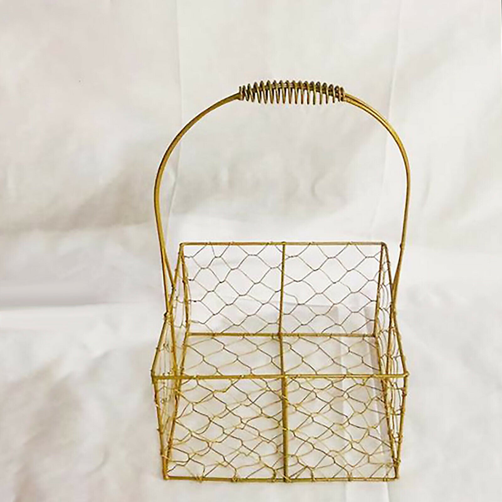 Hand-held Basket Plant Flower Pot Metal Desk Decoration Golden Bouquet Packaging