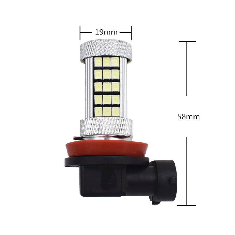 2Pcs 3000K Ice Blue 2835 66SMD H11 H8 LED Light Bulb Car Fog Light Driving Lamps