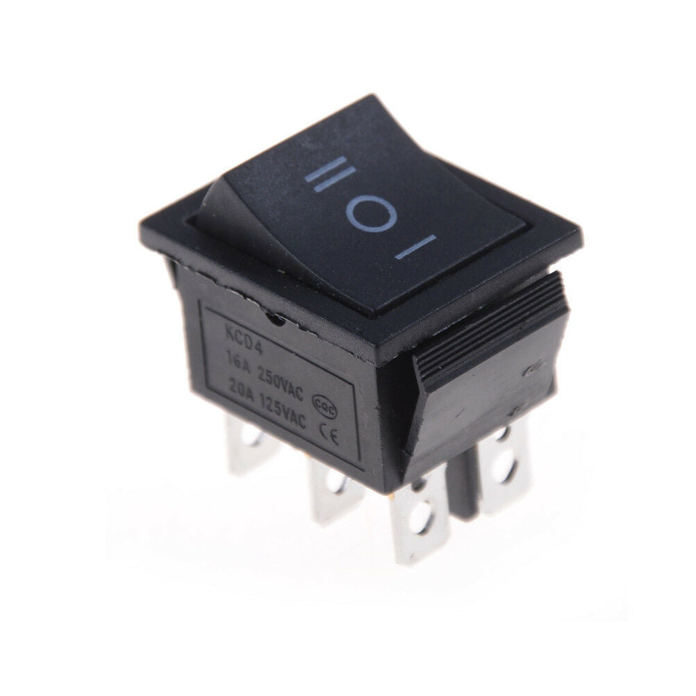 2PCS KCD4 Rocker Switch Black DPDT ON/OFF/ON 6 PIN 16A/250VAC 20A/125VA_.l8