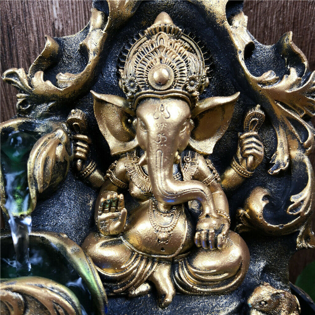 Hindu Ganesha Statue Water Fountain Waterscape Relaxing Home Decoration Arts