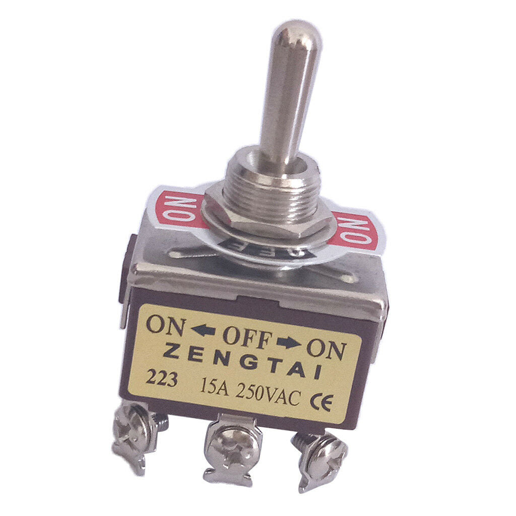 Toggle Switch, AC 250V 15 Amp, 6 Pin 3PDT On/Off/On 3 Position Mini