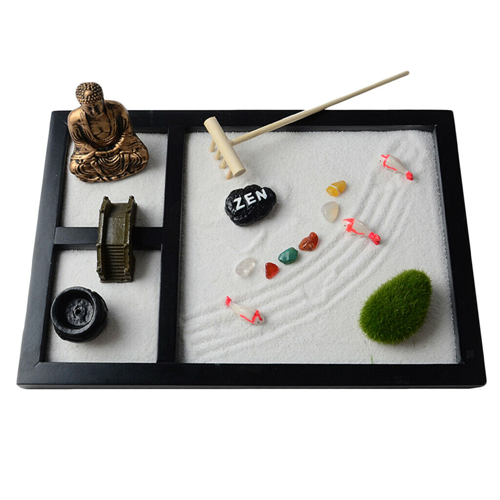 Wooden Zen Sand Box Mini Desktop Sandbox Garden Office Decoration Ornaments