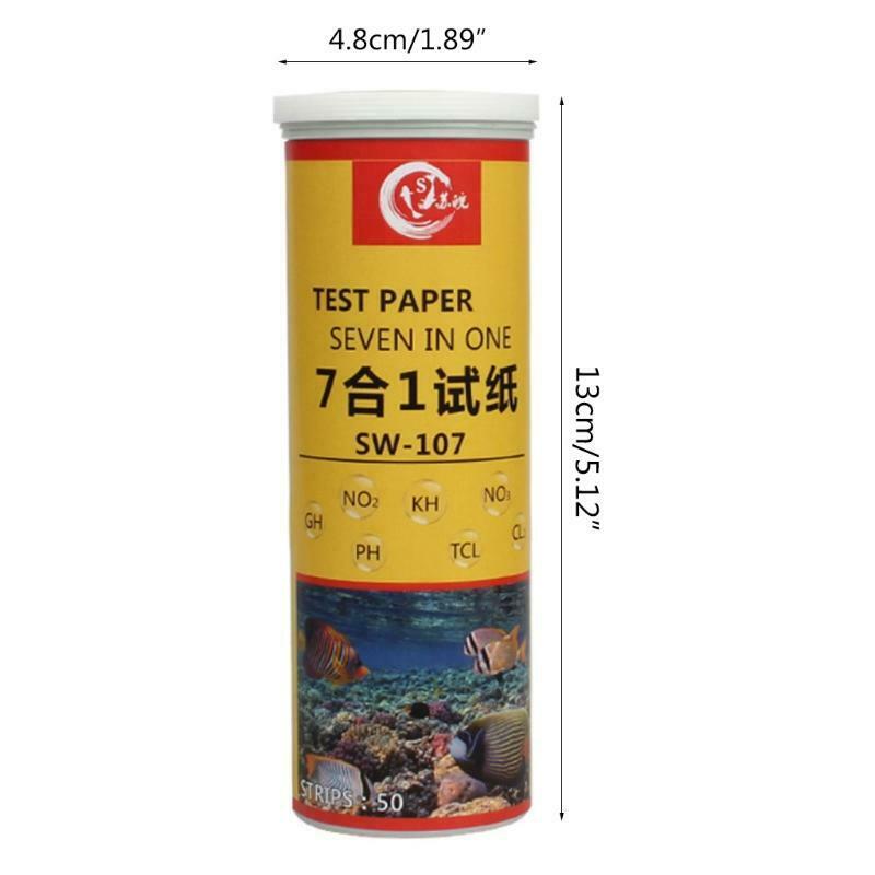 Aquarium Test Strips for Fish Tank 7 in 1 50 Strip Pack Water Testing Tool