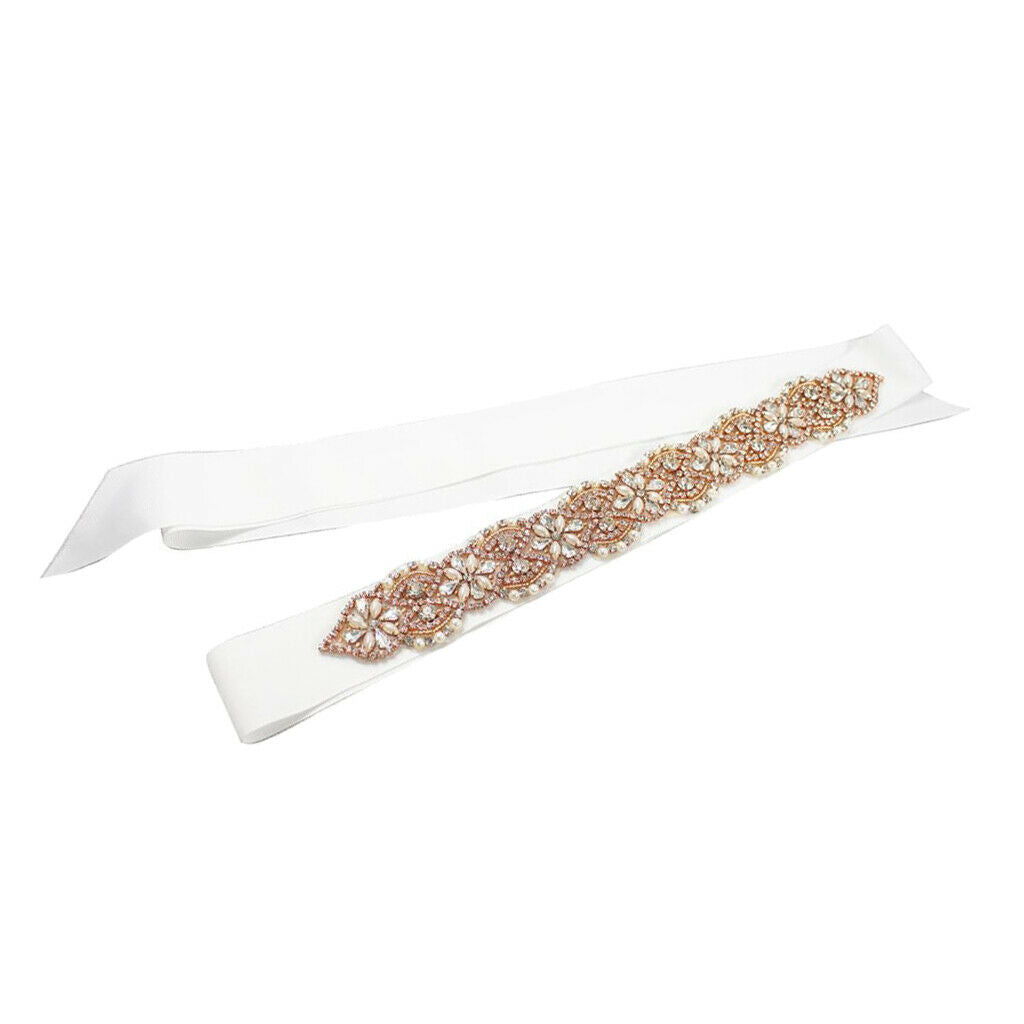 Flowers Rhinestone Crystal Dress Belt Sash Belt Shiny Evening Bridal Belts