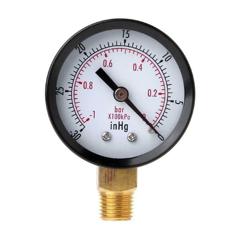 Vacuum Pressure Gauge Mini Dial Air Pressure Meter Double Scale BAR inHg 1/4"NPT
