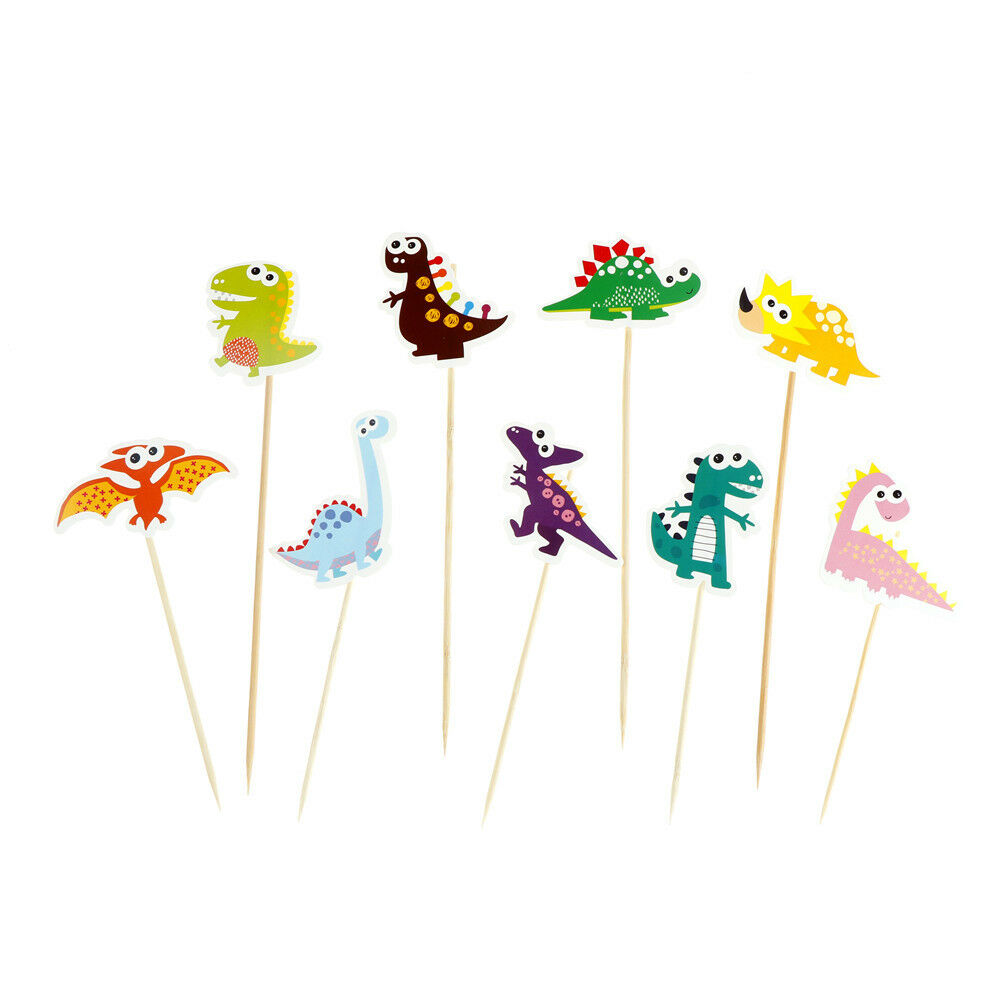 9pcs/set DIY Cake Flag Cartoon Dinosaur Cake Topper Kids Birthday Party D.l8