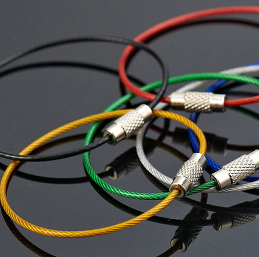 5pcs/set Stainless Steel Wire Keychain Cable Key Ring Chains For Outdoor Hiking