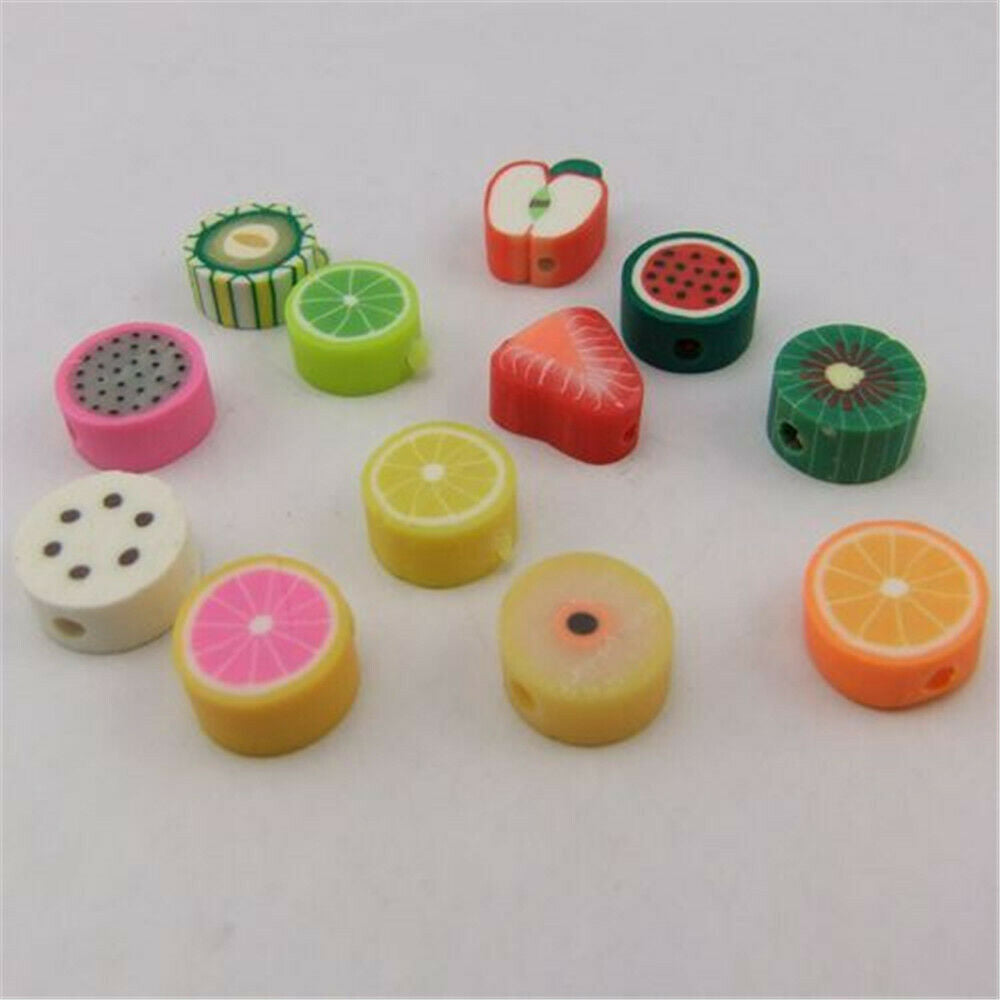 Mixed Color Fruits Bead Polymer Clay Beads Jewelry Accessories 10mm 80PCS