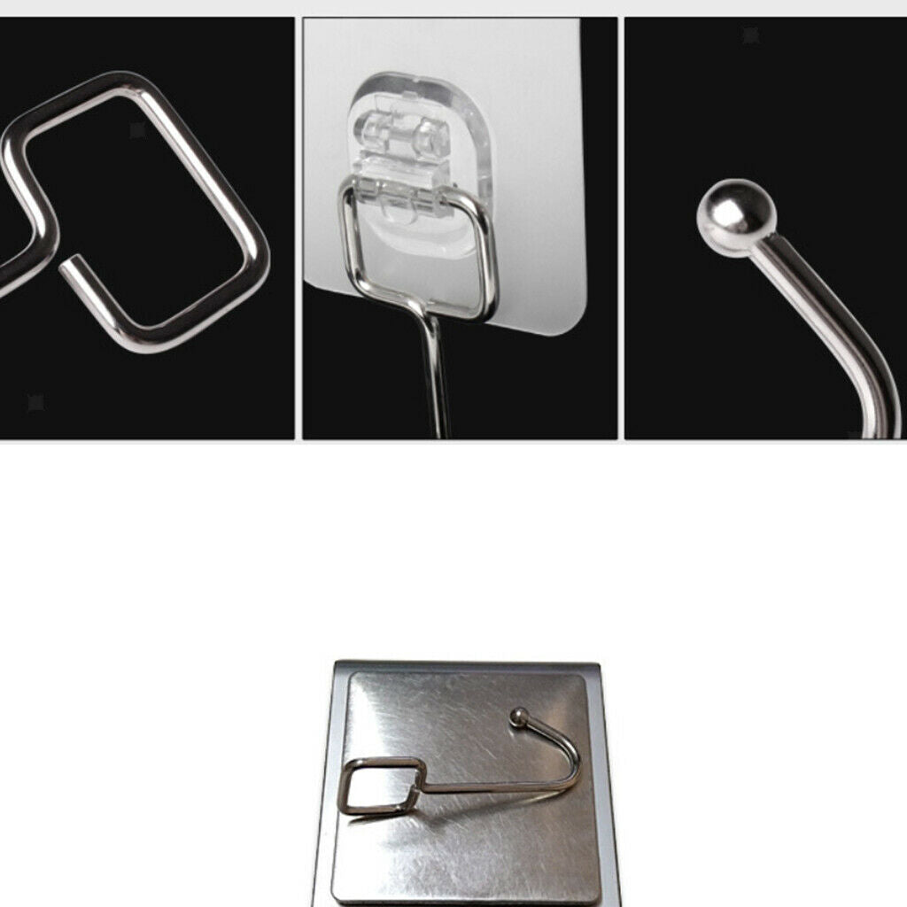 Self Adhesive Firmly Stick On Door Wall Tile Stainless Steel Hook Hanger