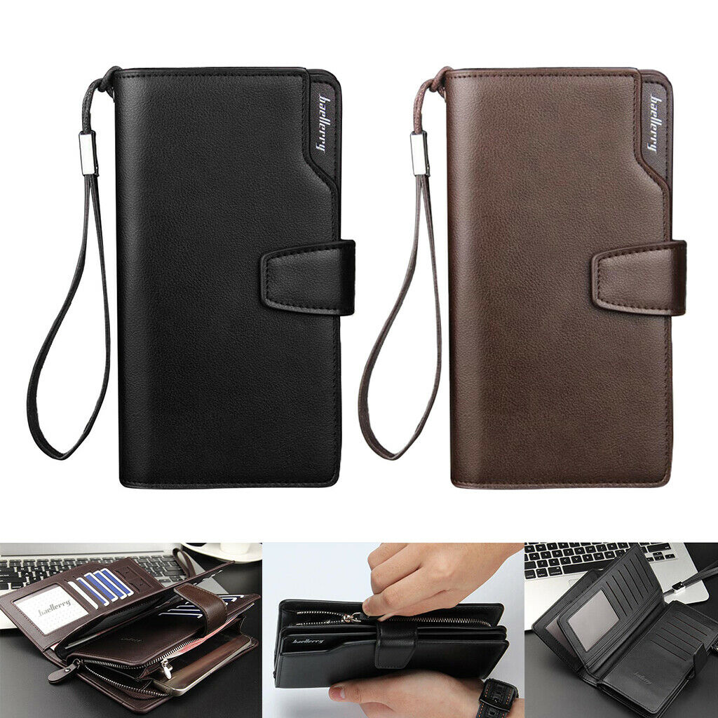 2Pcs Mens Luxury Wallet Fashion Zipper Purse Money Clip Phone Holder Case