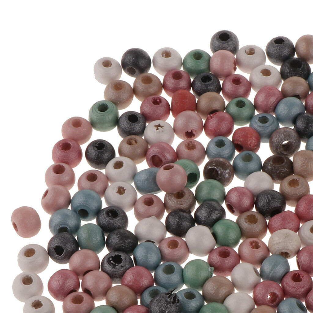 500x Bulk Wooden Craft Beads Pony Beads Gifts Loose Spacer Beads Jewelry DIY