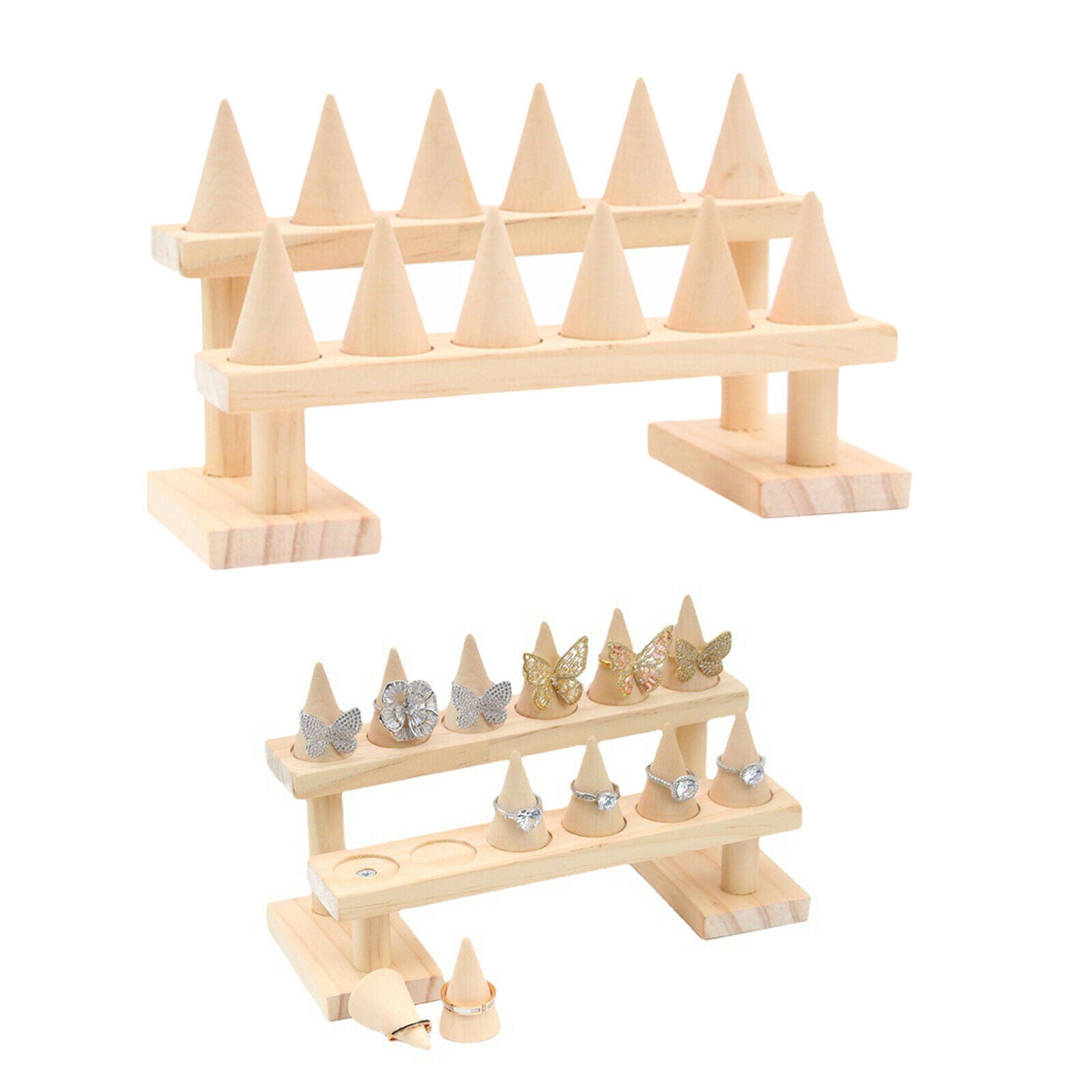 Solid Wood Finger Ring Display Decorative Display Stands for Jewelry Storage