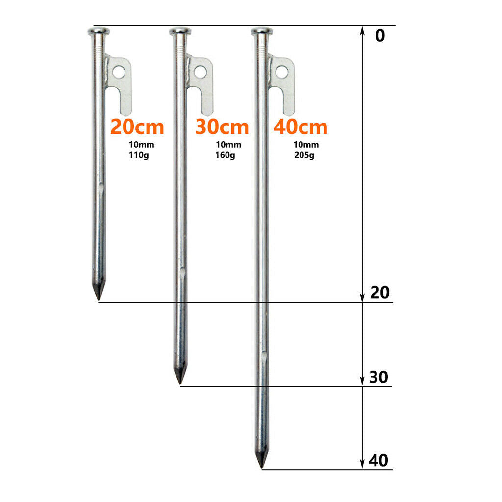 2X 4 Pieces Outdoor Camping Tent Stakes Awning Tarp Ground Nails Pegs Pins 40cm
