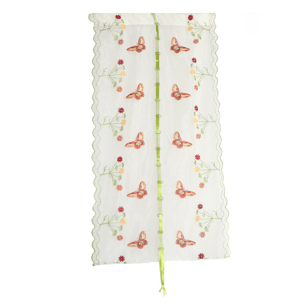 1 Pair Butterfly Embroidered Roman Curtain Balloon Curtains Sheer Window Curtain