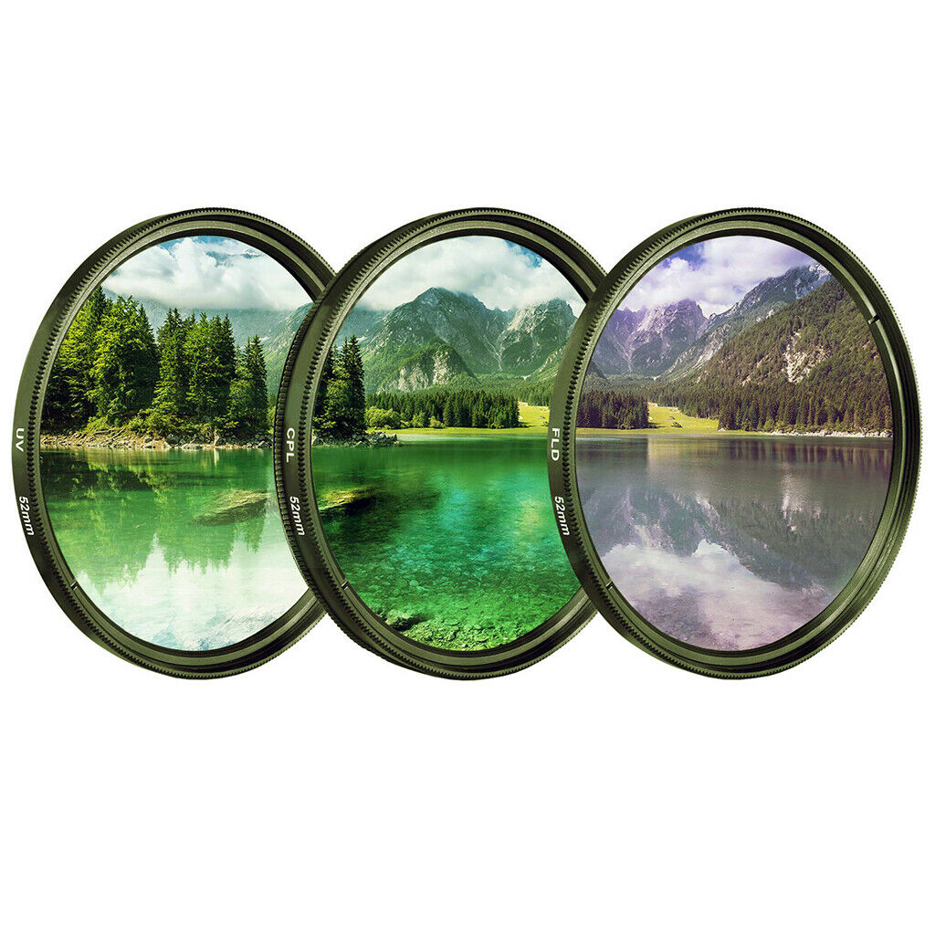 49mm Professional UV CPL FLD Lens Filter Accessory Kit for Canon Nikon Sony DSLR