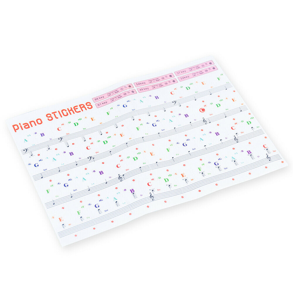 Transparent Piano Keyboard Stickers for 88/61/49/54/37 Keys Piano Removable Note