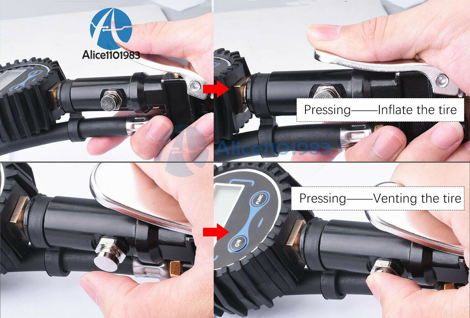 Digital Tire Inflation Gun Pressure Gauge Meter LCD Display for Car Truck Auto