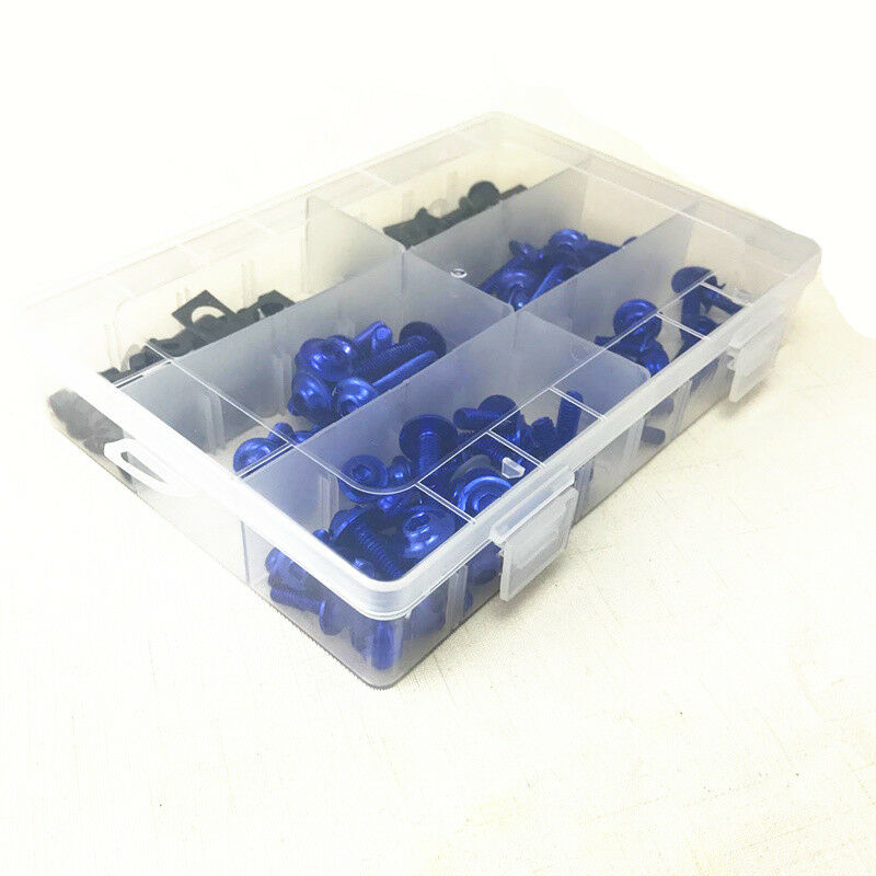 177 Pcs Durable Motorcycle Bodywork Fairing Bolts Kit Fastener Clips Screw Blue