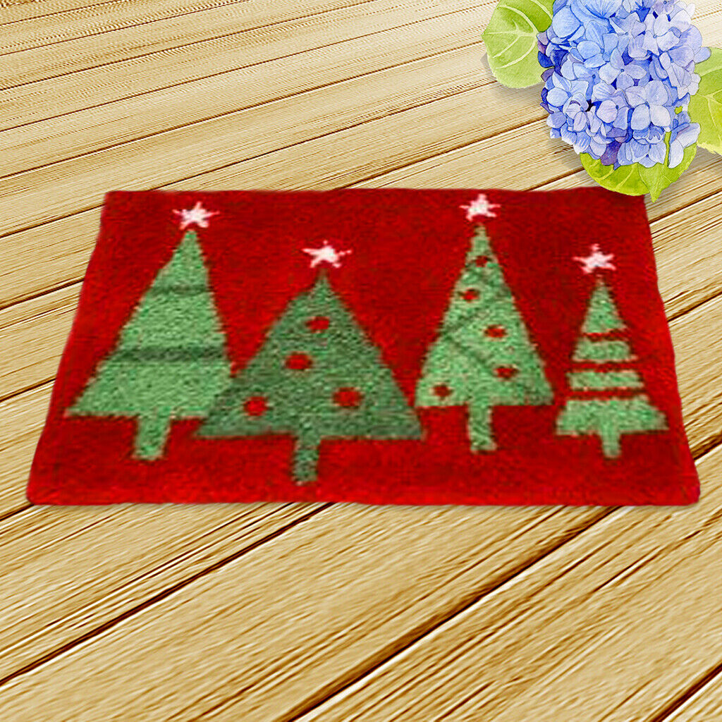 1 Set Xmas Tree Latch Hook Kit w/ 5pcs Latch Hook Mat Handicraft 20x14in