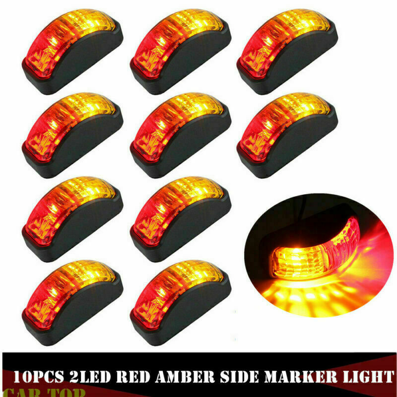 10X Red/Amber LED Side Marker Lights Lamp Trailer Truck Lorry Caravan Van 12-24V