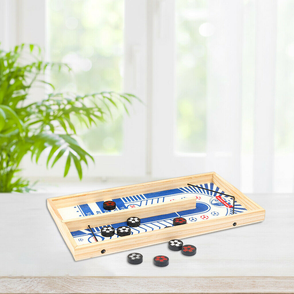 Wooden Sling Puck Game Tabletop Foosball Hockey Board Toys for Kids Adults