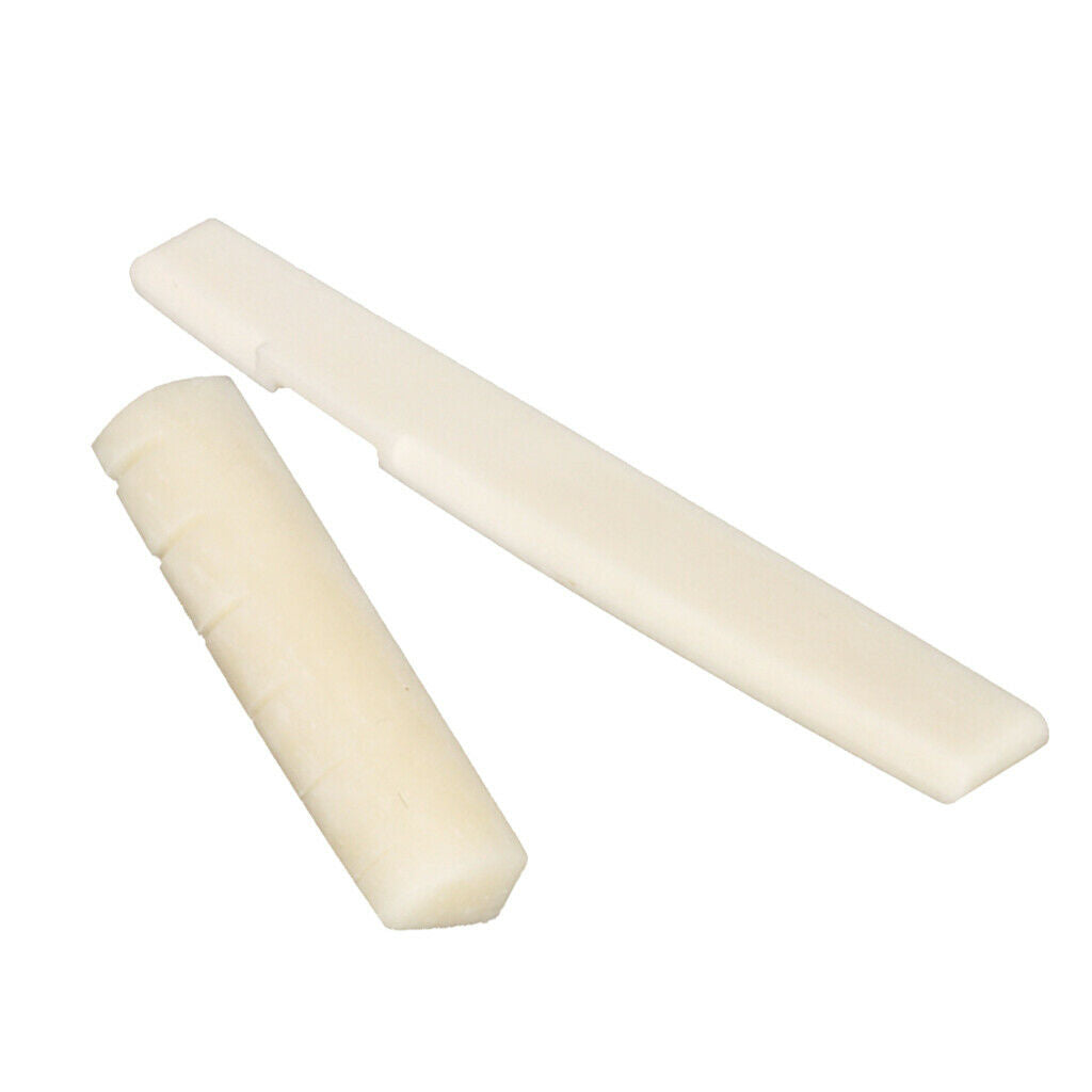 Beige Buffalo Bone Bridge Saddle & Nut For 6 Strings Acoustic Guitar